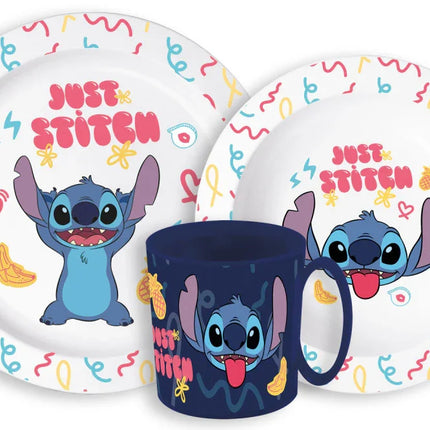 Disney Lilo és Stitch Palms étkészlet, micro műanyag szett bögrével 265 ml