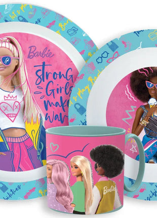Barbie Stylish étkészlet, micro műanyag szett bögrével 265 ml