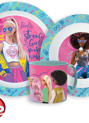 Barbie Stylish étkészlet, micro műanyag szett bögrével 265 ml