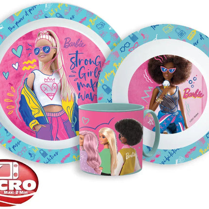 Barbie Stylish étkészlet, micro műanyag szett bögrével 265 ml