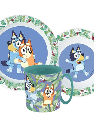 Bluey Leaves étkészlet, micro műanyag szett bögrével 265 ml