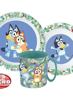 Bluey Leaves étkészlet, micro műanyag szett bögrével 265 ml