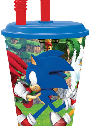 Sonic a sündisznó Speedy szívószálas pohár, műanyag 430 ml