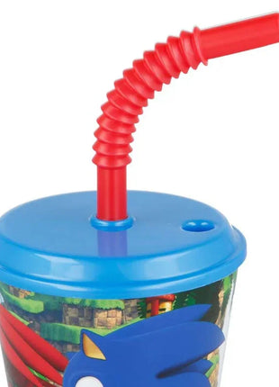 Sonic a sündisznó Speedy szívószálas pohár, műanyag 430 ml