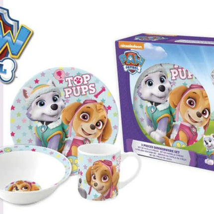 Mancs Őrjárat Girl Stars porcelán étkészlet Díszdobozban