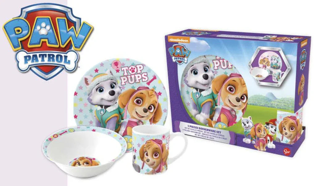 Mancs Őrjárat Girl Stars porcelán étkészlet Díszdobozban