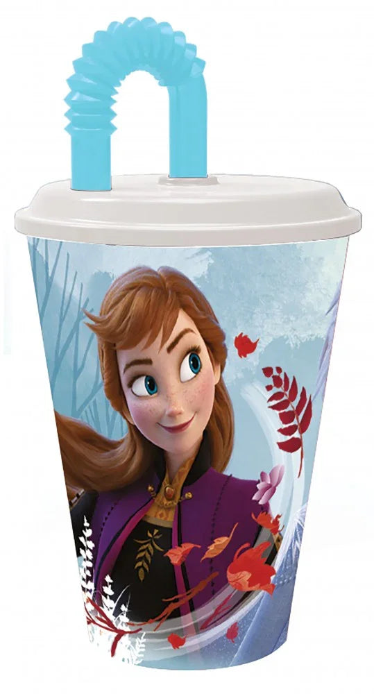 Disney Jégvarázs Blue Forest szívószálas pohár, műanyag 430 ml