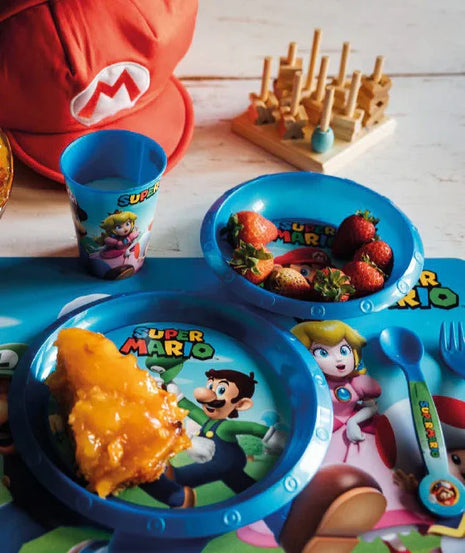 Super Mario Mushroom Kingdom étkészlet, műanyag szett