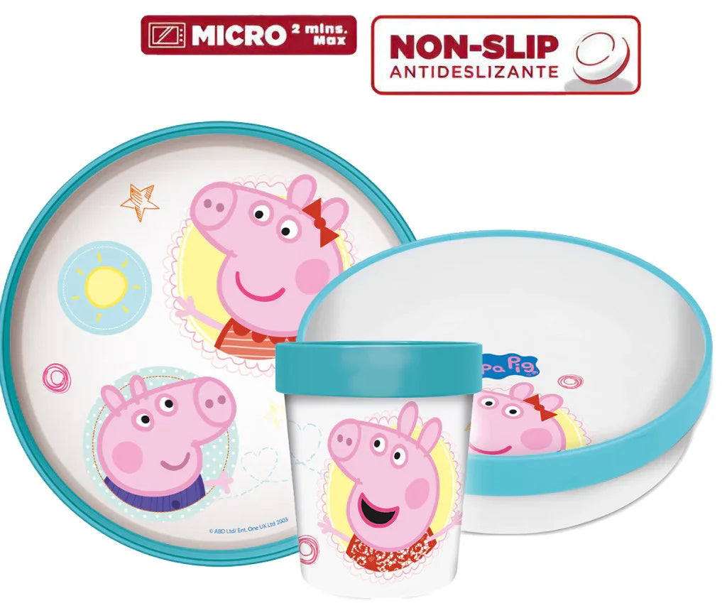 Peppa malac Core csúszásmentes étkészlet, micro műanyag szett