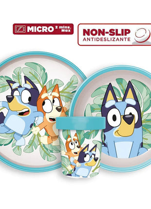 Bluey Leaves csúszásmentes étkészlet, micro műanyag szett