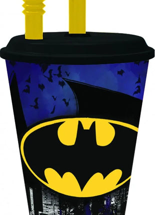Batman Bat Signal szívószálas pohár, műanyag 430 ml