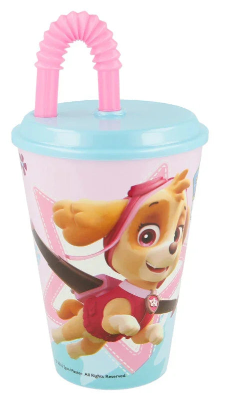 Mancs Őrjárat Girls szívószálas pohár, műanyag 430 ml