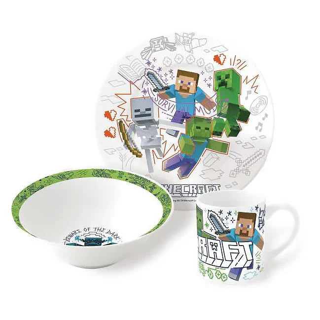Minecraft Explore More porcelán étkészlet Díszdobozban