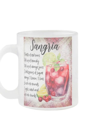Egyedi bögre amin a Sangria koktél recept szerepel 