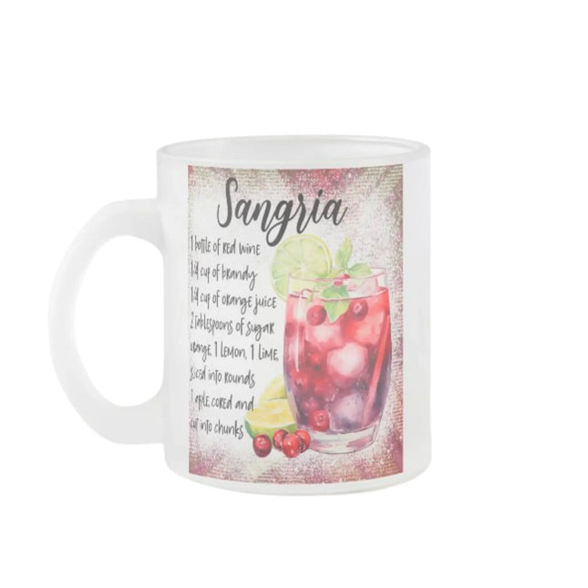 Egyedi bögre amin a Sangria koktél recept szerepel 
