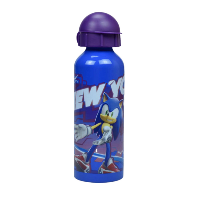 Sonic a sündisznó Get Me mintás alumínium kulacs ivókupakkal, 520 ml űrtartalommal.
