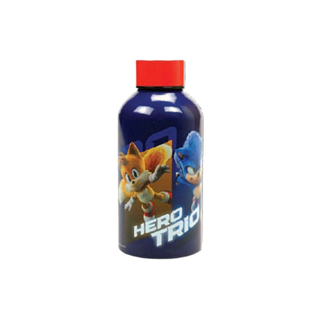 Sonic a sündisznó Hero Trio mintás alumínium kulacs csavaros kupakkal, 500 ml űrtartalommal.
