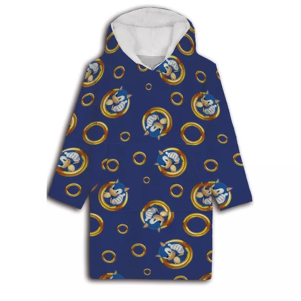 Sonic a sündisznó Ring belebújós plüss polár takaró, poncsó, 7–14 éveseknek, kék színű, puha és meleg