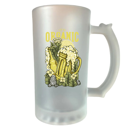 400 ml homokfújt söröskorsó „Természetes” felirattal – egyedi és vidám ajándék