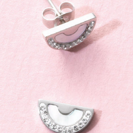 Victoria Ezüst színű fehér köves félkör fülbevaló