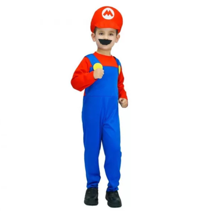 Vízvezeték szerelő Red (Mario) gyerek jelmez 130–140 cm méretben