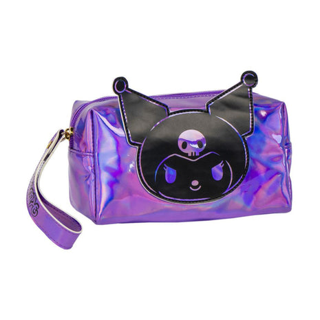 Hello Kitty és Kuromi mintás holografikus piperetáska 18 cm-es méretben, csillogó kivitelben, praktikus tároló mindennapi használatra.